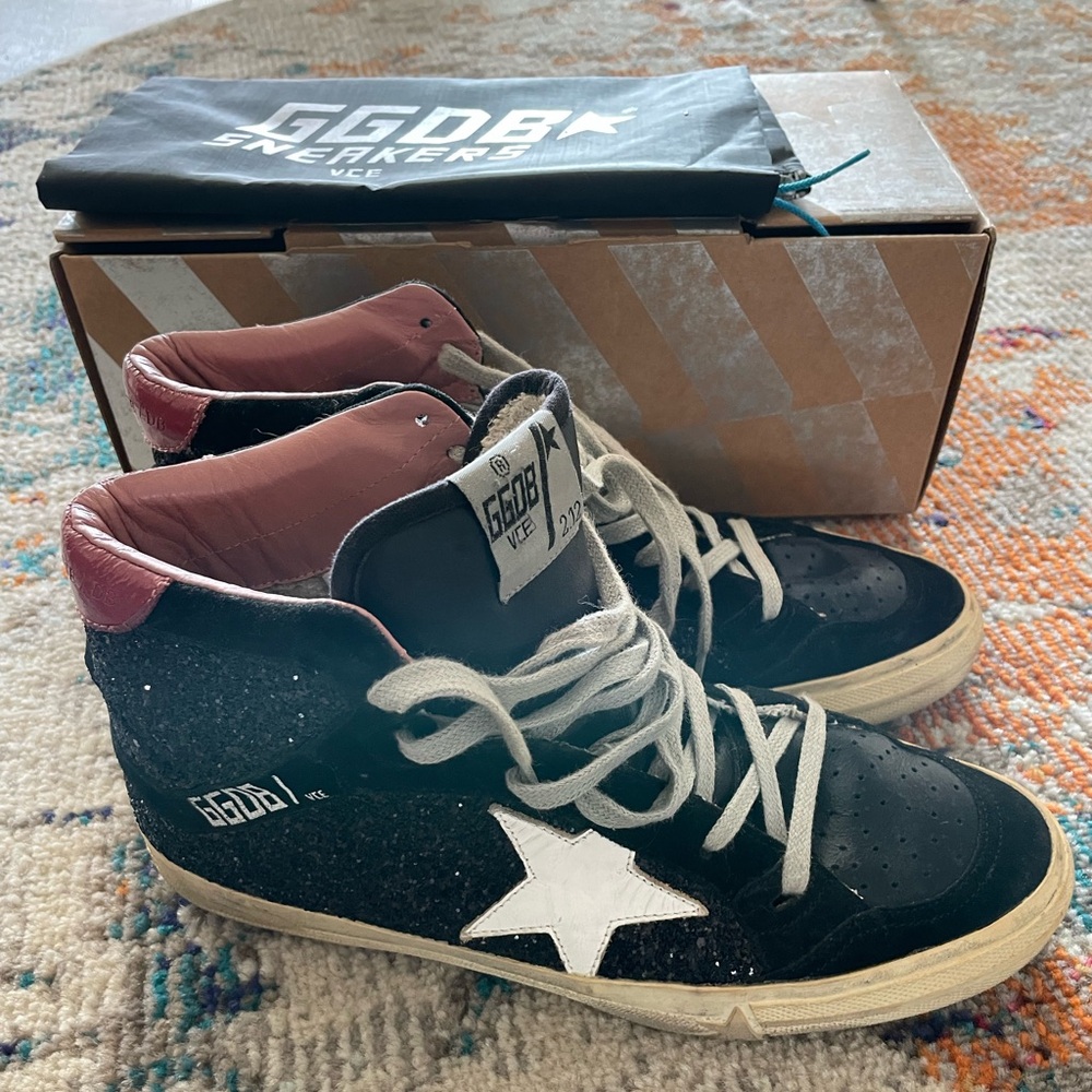 Golden Goose Mid Star 2.12 Black Glitter 38 GGDB